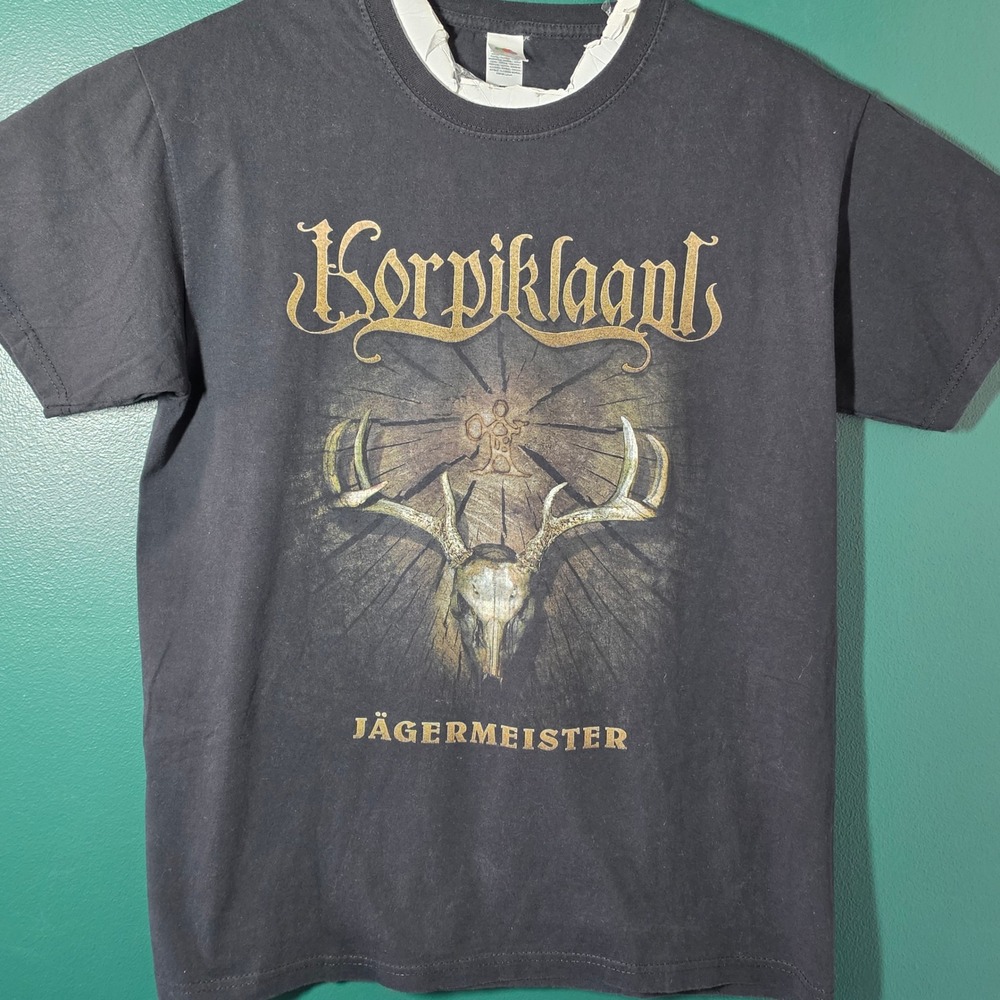 Korpiklaani Jagermeister Band T-Shirt Mens Large Black Folk Metal Graphic Tee